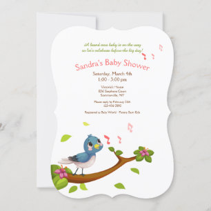 Blauwe Vogel Baby Shower Kaart