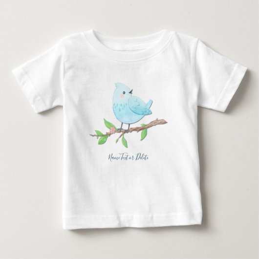 Blauwe Vogel Baby T-shirt (Voorkant)