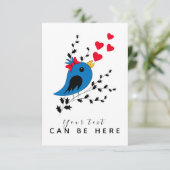 Blauwe vogel bedankkaart (Staand voorkant)