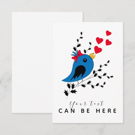 Blauwe vogel bedankkaart (Voorkant / Achterkant)