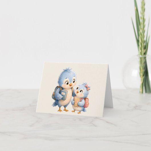 Blauwe Vogel Bedankkaart (Voorkant)