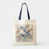 Blauwe vogel & Bessen tote tas (Achterkant)