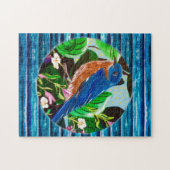 Blauwe Vogel Blauwe Schuur Legpuzzel (Horizontaal)