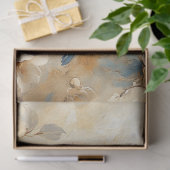 Blauwe vogel bloeiende boom schilderij Decoupage Tissuepapier (Geschenk)