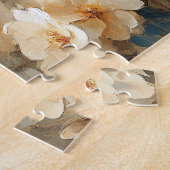 Blauwe vogel bloeiende boom schilderij legpuzzel (Zijkant)