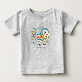 Blauwe Vogel Bloem Baby T-Shirt