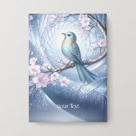 Blauwe Vogel Bloem Knop Button