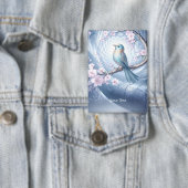 Blauwe Vogel Bloem Knop Button (Insitu)