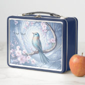 Blauwe Vogel Bloem Metalen Lunchbox (In situ)