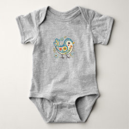 Blauwe Vogel Bloemen Baby Bodysuit