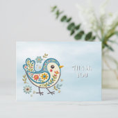 Blauwe vogel Bloemen Dank u kaart (Staand voorkant)