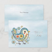 Blauwe vogel Bloemen Dank u kaart (Voorkant / Achterkant)