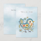 Blauwe vogel Bloemen Dank u kaart (Voorkant / Achterkant)