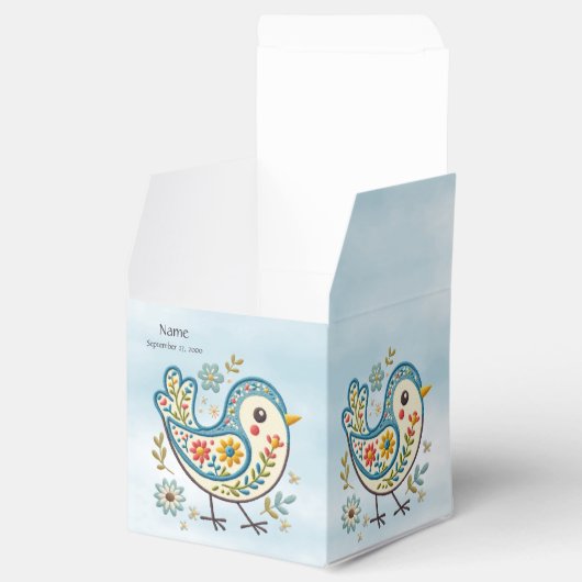 Blauwe Vogel Bloemen Favoriet Box Bedankdoosjes (Geopend)