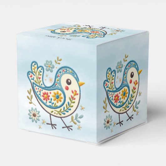 Blauwe Vogel Bloemen Favoriet Box Bedankdoosjes (Achterkant)