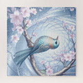 Blauwe Vogel Bloemen Legpuzzel (Horizontaal)