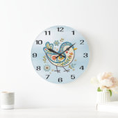 Blauwe Vogel Bloemen Muur Klok (Huis)
