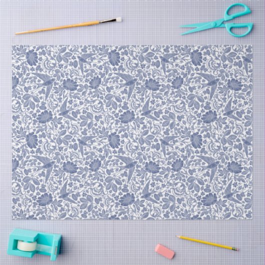 Blauwe vogel bloemen ontkoppel weefsel papier (Craft)
