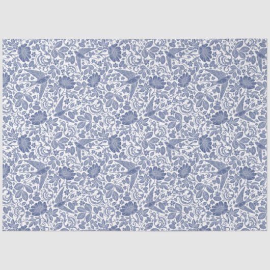 Blauwe vogel bloemen ontkoppel weefsel papier (Voorkant)