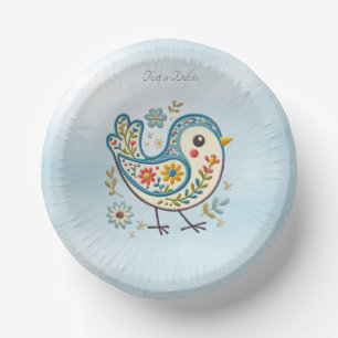 Blauwe Vogel Bloemen Papieren Bowl Papieren Kommen