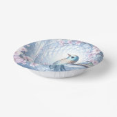 Blauwe Vogel Bloemen Papieren Kom (Gebogen)