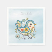 Blauwe Vogel Bloemen servetten (Voorkant)