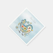 Blauwe Vogel Bloemen servetten (Hoek)