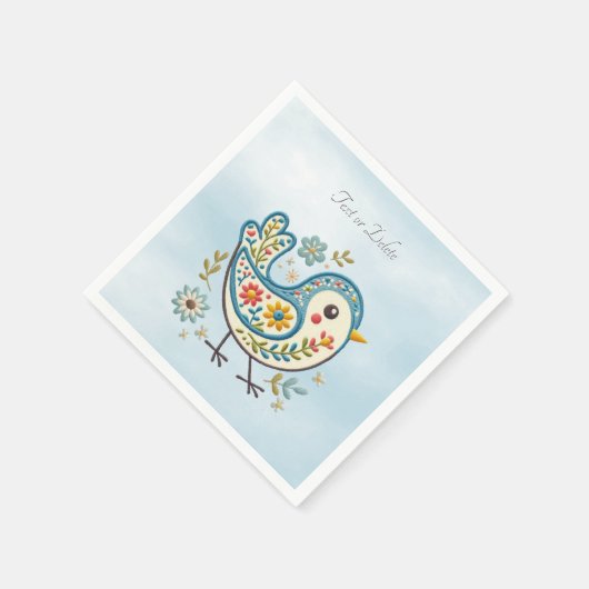 Blauwe Vogel Bloemen servetten (Hoek)