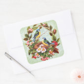 Blauwe Vogel Bloemen Stickers (Envelop)