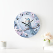 Blauwe Vogel Bloemen Wandklok (Huis)