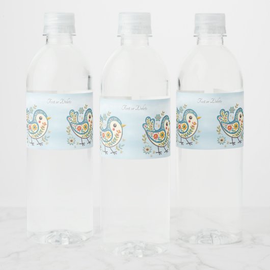 Blauwe vogel Bloemen Water Fles Label Waterfles Etiket (Flessen)