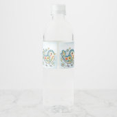 Blauwe vogel Bloemen Water Fles Label Waterfles Etiket (Achterkant)