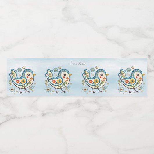 Blauwe vogel Bloemen Water Fles Label Waterfles Etiket (Enkel label)