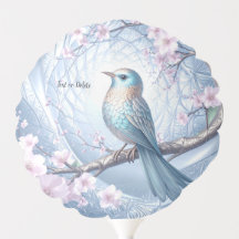 Blauwe Vogel Bloemenballon