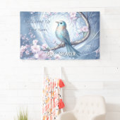 Blauwe Vogel Bloemenkinderfeestje Spandoek (Insitu)