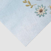 Blauwe vogel bloemenweefsel papier (Detail)