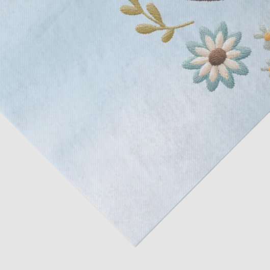 Blauwe vogel bloemenweefsel papier (Detail)