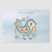 Blauwe vogel bloemenweefsel papier (Voorkant)