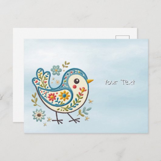 Blauwe Vogel Bloemkaart Briefkaart (Voorkant / Achterkant)