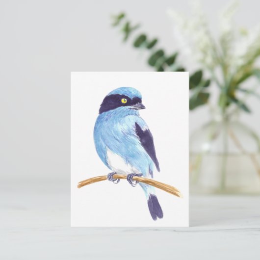 Blauwe vogel briefkaart (Staand voorkant)