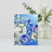 blauwe vogel briefkaart (Staand voorkant)