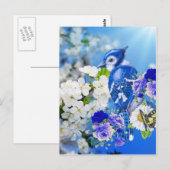 blauwe vogel briefkaart (Voorkant / Achterkant)