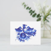 Blauwe vogel briefkaart (Staand voorkant)