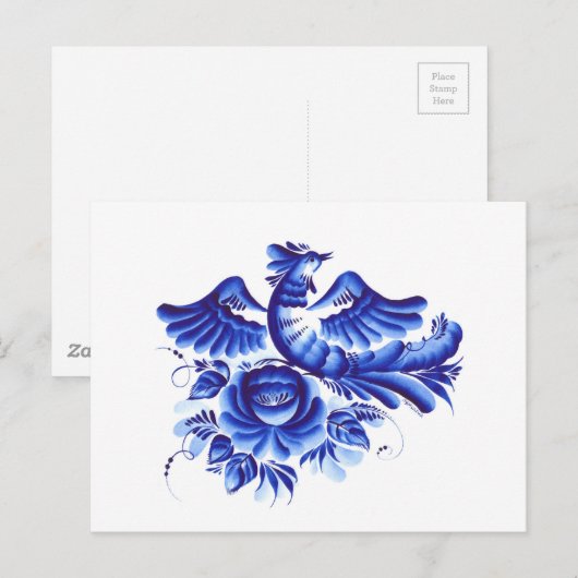 Blauwe vogel briefkaart (Voorkant / Achterkant)