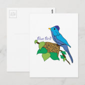 Blauwe vogel briefkaart (Voorkant / Achterkant)
