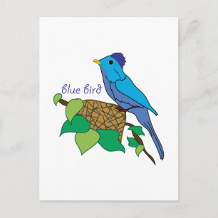 Blauwe vogel briefkaart