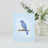 Blauwe vogel briefkaart (Staand voorkant)