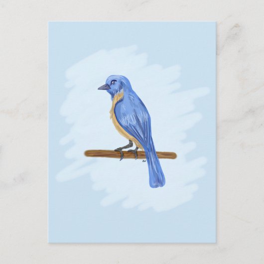 Blauwe vogel briefkaart (Voorkant)