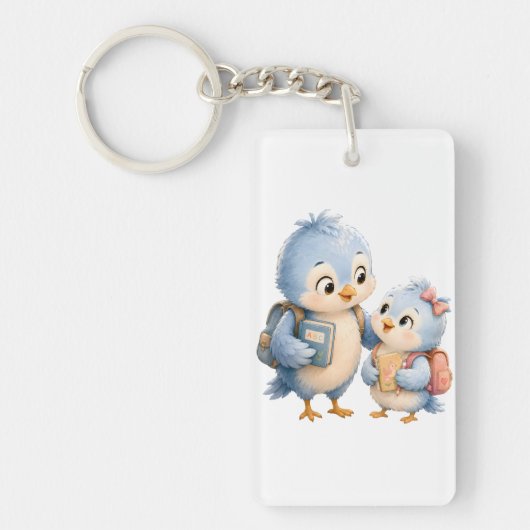 Blauwe Vogel Broer Acryl Sleutelhanger (Voorkant)