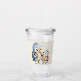 Blauwe Vogel Broer en Zus Acryl Tumbler Drinkbeker